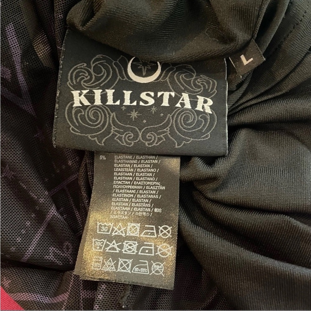 Killstar | Dolls Kill Trevea Zodiac Black Purple Lettuce Edge Mini Skirt Size L - Picture 8 of 10